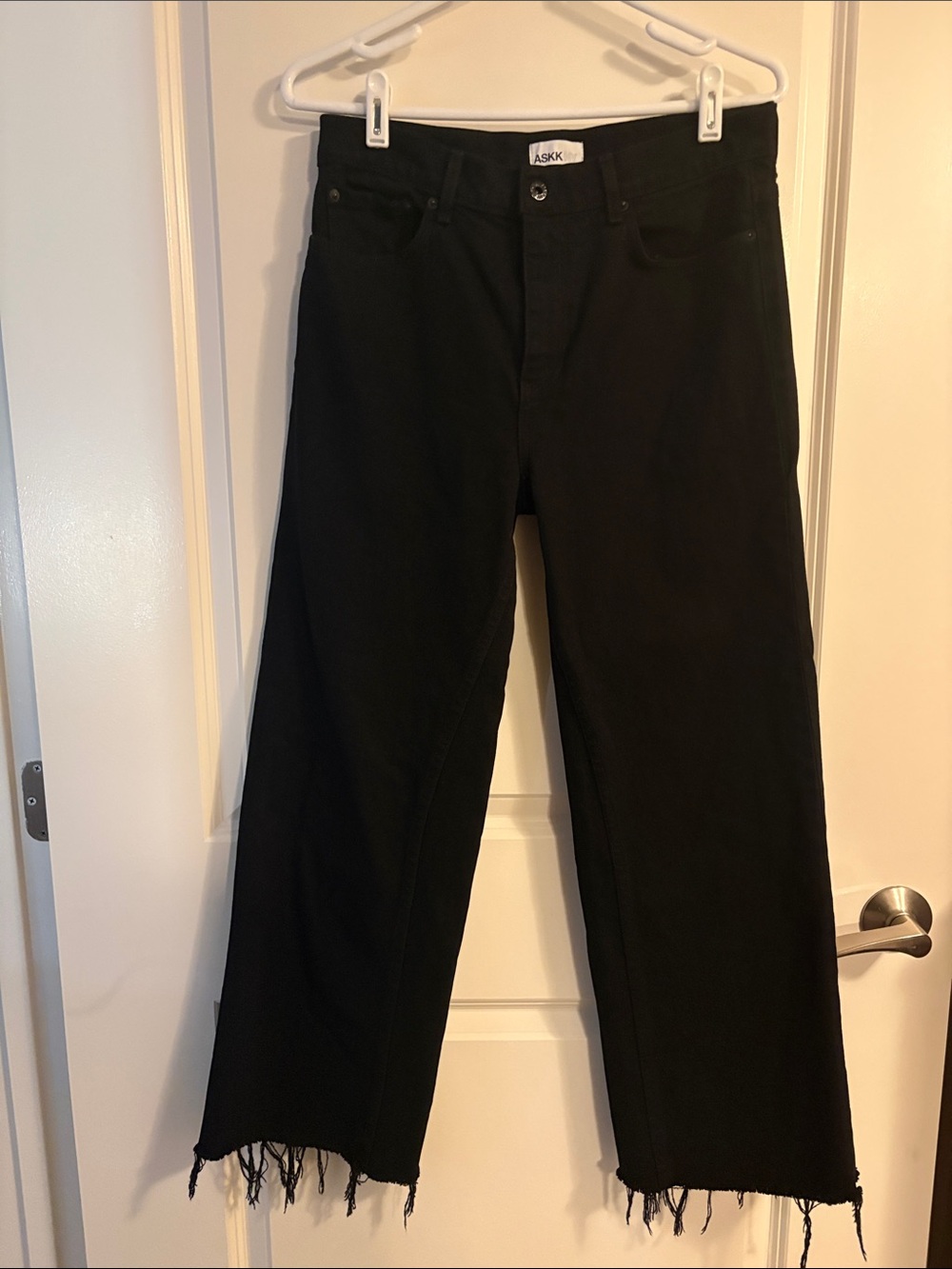 ASKK NY Black Wide-Leg Jeans with Frayed Hem - Accepting Offers!